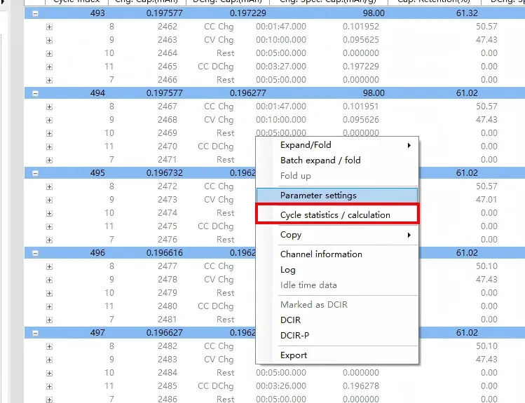 Cycle Statistics / Calculation