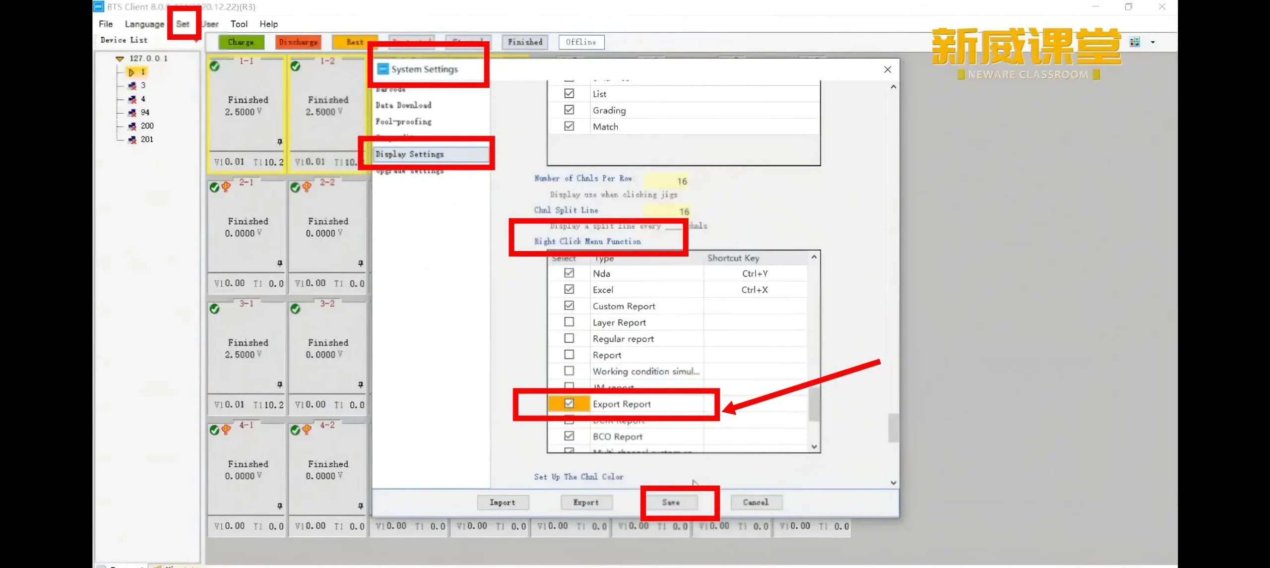 How to add the export report option to the right-click menu?