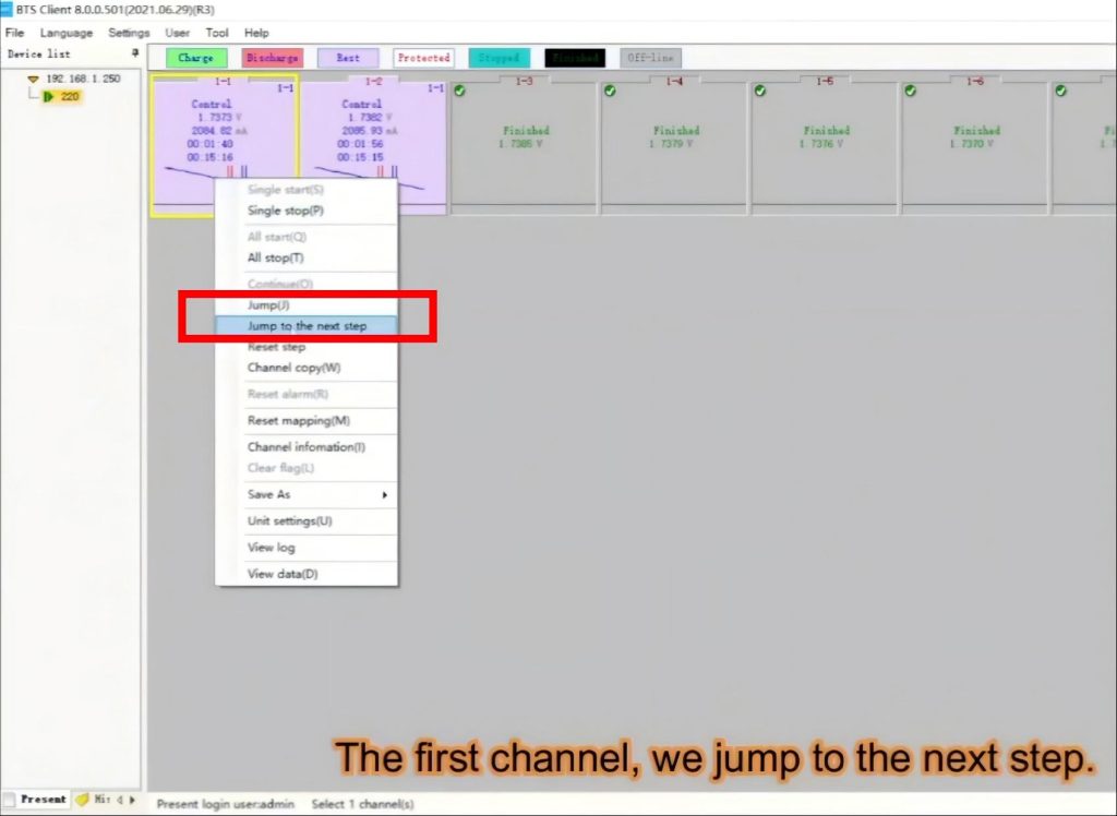 Select Jump from the right‑click menu.