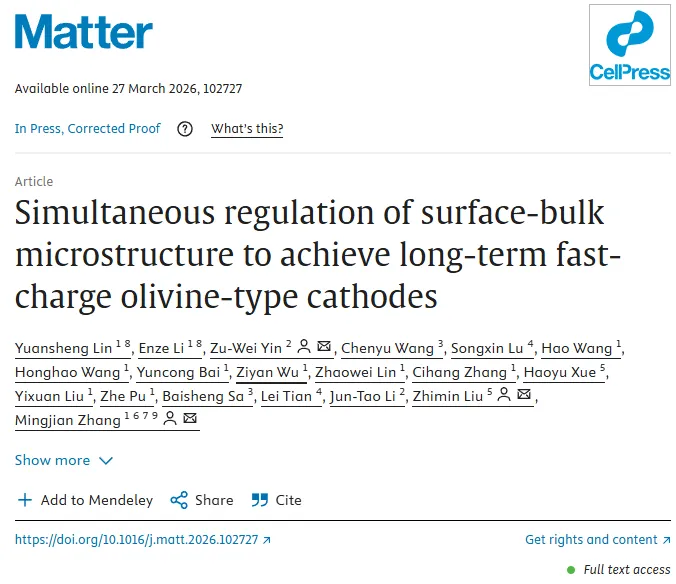 Simultaneous regulation of surface-bulk microstructure to achieve long-term fast-charge olivine-type cathodes