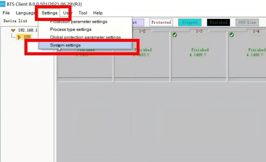 Neware BTS 8.0 system settings